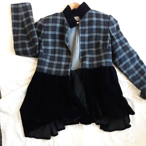 Jackets & Blazers - UPCYCLED wool and velvet open front winter jacket